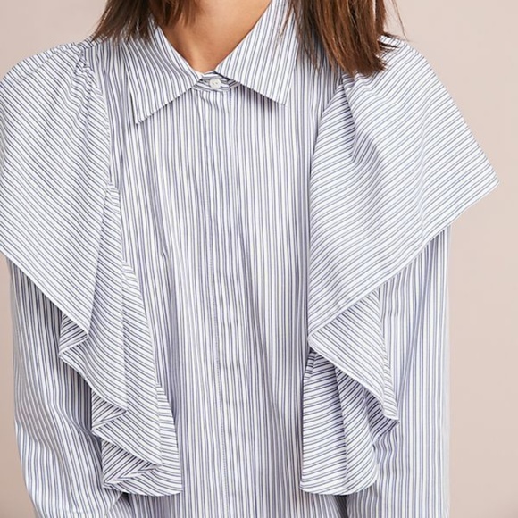 Anthropologie Millburn Ruffled Buttondown top NWT - Picture 4 of 7